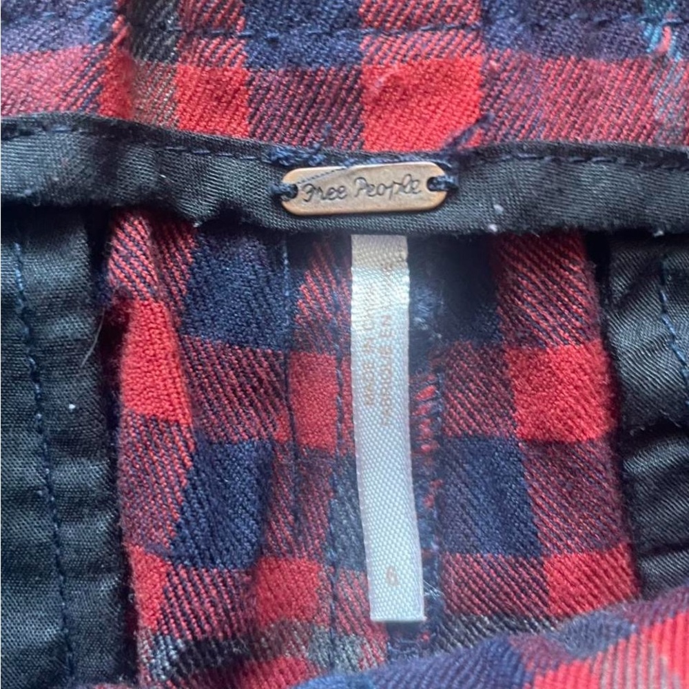 Free People Red and Blue Plaid Trousers - Picture 2 of 4